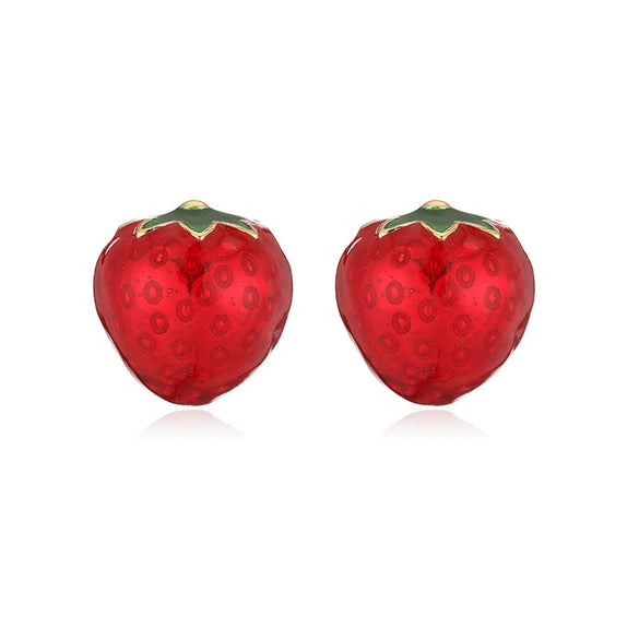 Wholesale Sweet Fruit Style Copper Ear Jewelry With Zirconia Design