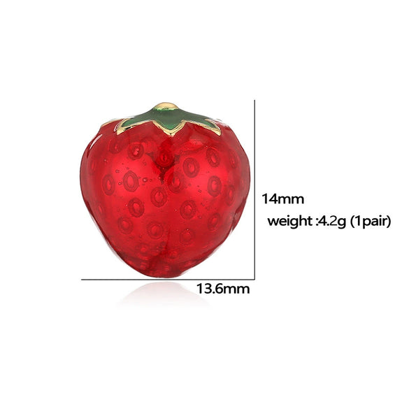 Wholesale Sweet Fruit Style Copper Ear Jewelry With Zirconia Design