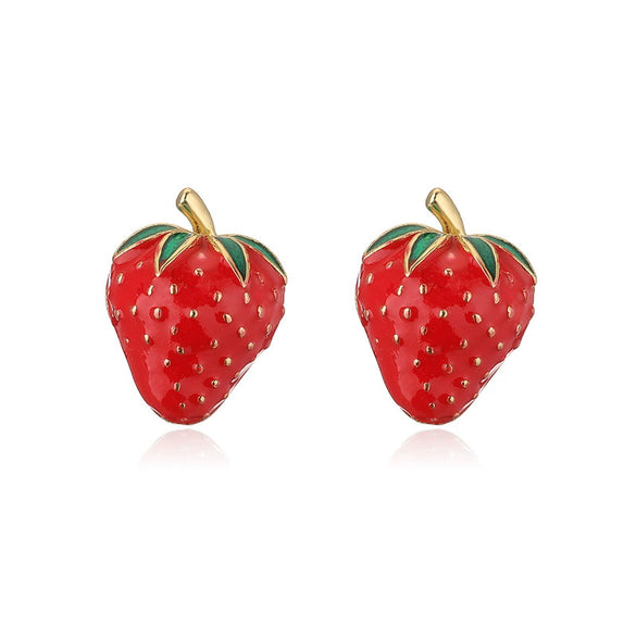 Wholesale Sweet Fruit Style Copper Ear Jewelry With Zirconia Design