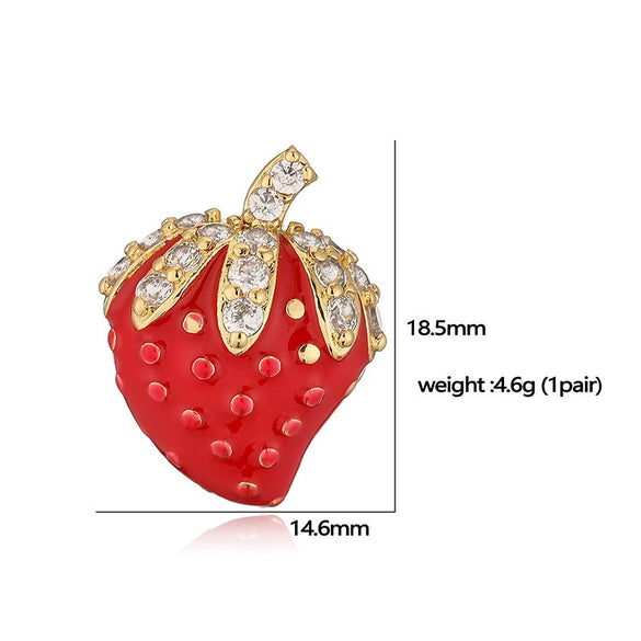 Wholesale Sweet Fruit Style Copper Ear Jewelry With Zirconia Design