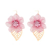 Wholesale Sweet Handmade Fabric Gauze Heart And Bow Flower Leaf Earrings For Women