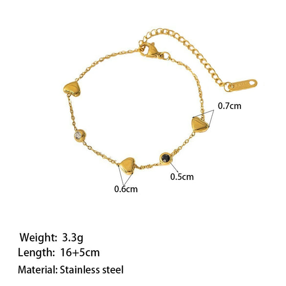Wholesale Sweet Heart Shape Electroplated Titanium Steel Bracelet For Women