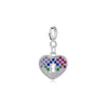 Wholesale Sweet Heartshaped S925 Sterling Silver Pendant With Colored Diamond Microinlay