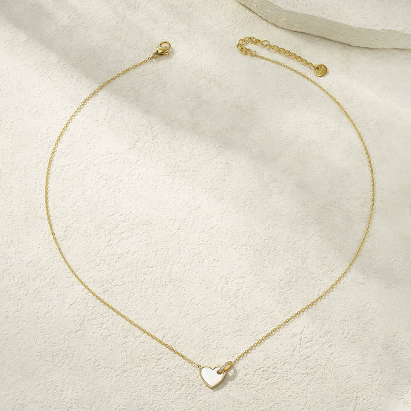 Wholesale Sweet 24K Gold Plated Stainless Steel Heart Shape Necklace For Women