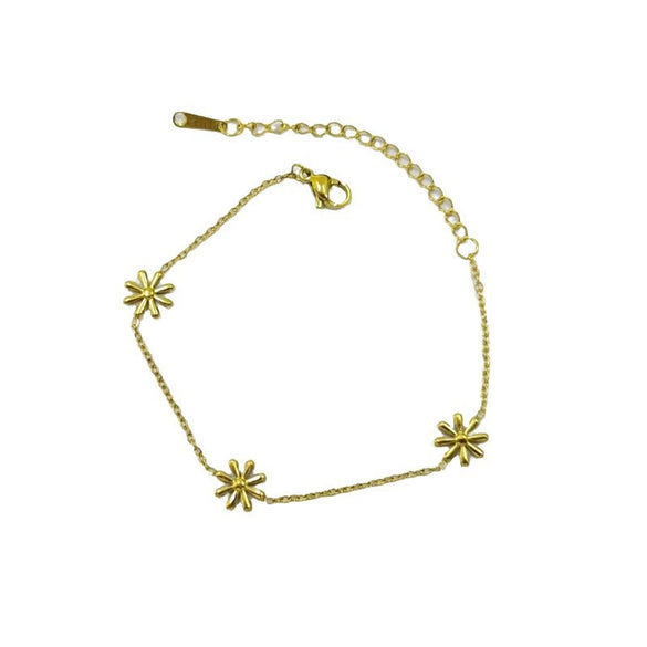 Wholesale Sweet Little Daisy Design Titanium Steel Gold Plated Necklace And Earrings Set For Women