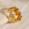 Wholesale Sweet Love Heart Shaped Stainless Steel Ring With 18K Gold Plated Electroplating For Women Light Luxury Jewelry