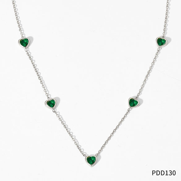 Wholesale Sweet Love Pattern Stainless Steel Jewelry Set With Zircon Inlay And Electroplating Treatment Necklace And Bracelet With O Chain And Love Water Drops Bell Patterns