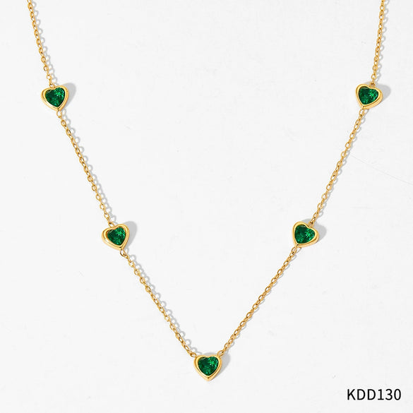 Wholesale Sweet Love Pattern Stainless Steel Jewelry Set With Zircon Inlay And Electroplating Treatment Necklace And Bracelet With O Chain And Love Water Drops Bell Patterns