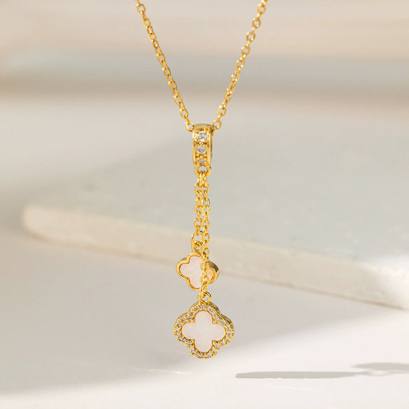 Wholesale Sweet Nature Heart Shape Titanium Steel Copper Electroplated Clavicle Chain Necklace For Women