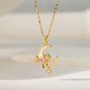 Wholesale Sweet Nature Heart Shape Titanium Steel Copper Electroplated Clavicle Chain Necklace For Women