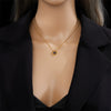 Wholesale Sweet Niche Design Geometric Titanium Steel Love Pendant Earrings And Clavicle Chain With Electroplating