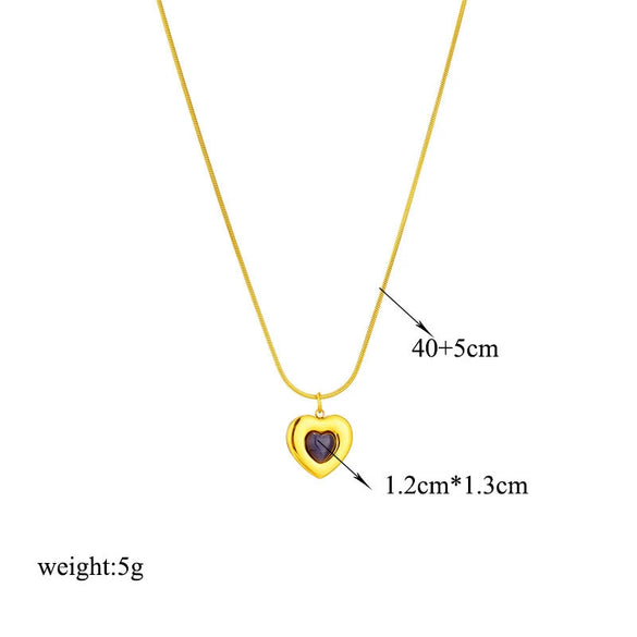 Wholesale Sweet Niche Design Geometric Titanium Steel Love Pendant Earrings And Clavicle Chain With Electroplating