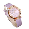 Wholesale Sweet Round Dial Belt Watch And Maple Leaf Jewelry Set For Female Alloy Case Imitation Leather Strap Stainless Steel Buckle Ordinary Glass Mirror