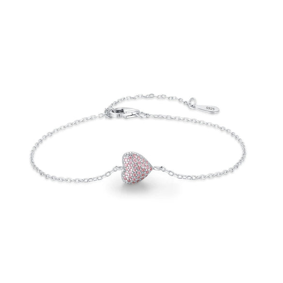 Wholesale Sweet S925 Sterling Silver Heart Shape Love Bracelet For Women With Micro Inlay