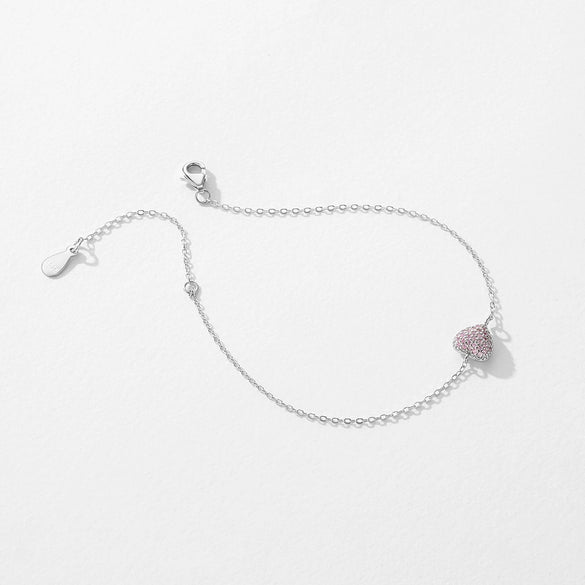 Wholesale Sweet S925 Sterling Silver Heart Shape Love Bracelet For Women With Micro Inlay