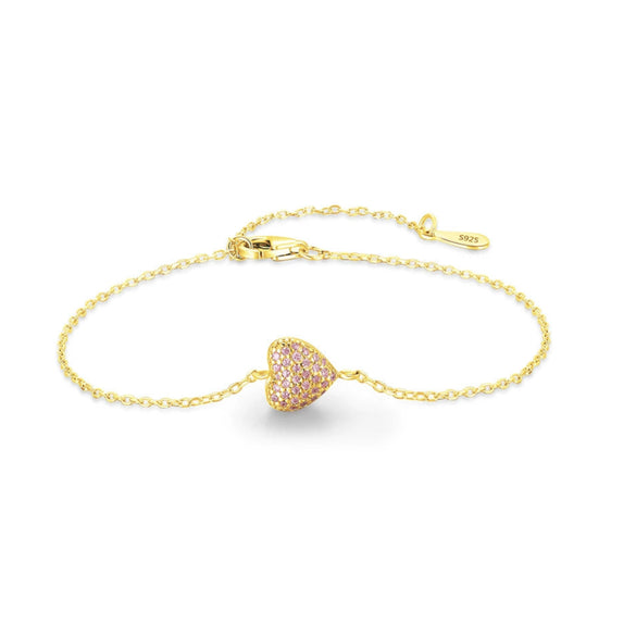 Wholesale Sweet S925 Sterling Silver Heart Shape Love Bracelet For Women With Micro Inlay