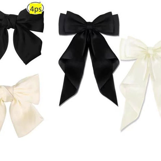 Wholesale Sweet Style Handmade Cloth Hair Accessories Spring Clip Hairpin With Satin Fabric Bow Ribbon For Women