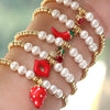 Wholesale Sweet Style Handmade Gold Plated Pearl Bead Heart And Fruit Shaped Women's Jewelry Bracelet Accessories