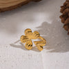 Wholesale Sweet Style Plants And Flowers Heartshaped Stainless Steel Vacuum Real Gold Plated Ring For Women