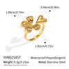 Wholesale Sweet Style Plants And Flowers Heartshaped Stainless Steel Vacuum Real Gold Plated Ring For Women