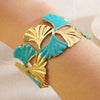 Wholesale Sweet Style Simple Open Stainless Steel Oildrip Ginkgo Leaf Titanium Steel Bracelet Jewelry