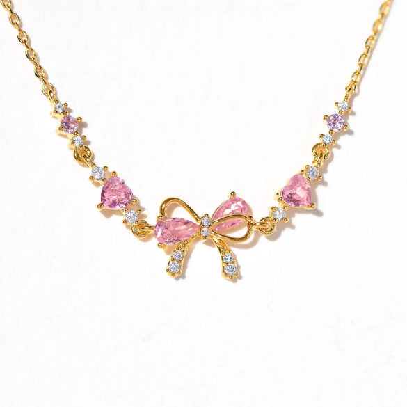 Wholesale Sweet Style Women's Bracelet With Love Zircon Butterfly And Bow Tie Pattern Copper And Plastic Material