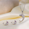 Wholesale Sweet Style Women's Jewelry Set With Love Water Drops And Bells Patterns Copper And Titanium Steel Electroplated Earrings And Necklace Combination