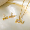 Wholesale Sweet Style Women's Jewelry Set With Love Water Drops And Bells Patterns Copper And Titanium Steel Electroplated Earrings And Necklace Combination