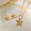 Wholesale Sweet Style Women's Jewelry Set With Love Water Drops And Bells Patterns Copper And Titanium Steel Electroplated Earrings And Necklace Combination