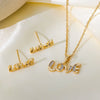 Wholesale Sweet Style Women's Jewelry Set With Love Water Drops And Bells Patterns Copper And Titanium Steel Electroplated Earrings And Necklace Combination