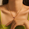 Wholesale Sweet Water Drop Square Zircon Stainless Steel Necklace With 18K Gold Plated Electroplating