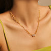 Wholesale Sweet Water Drop Square Zircon Stainless Steel Necklace With 18K Gold Plated Electroplating