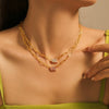 Wholesale Sweet Water Drop Square Zircon Stainless Steel Necklace With 18K Gold Plated Electroplating