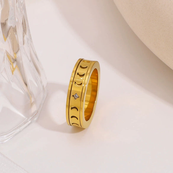 Wholesale Swirable Threedimensional Design Light Luxury Stainless Steel Geometric Ring For Women With 18K Real Gold Electroplating