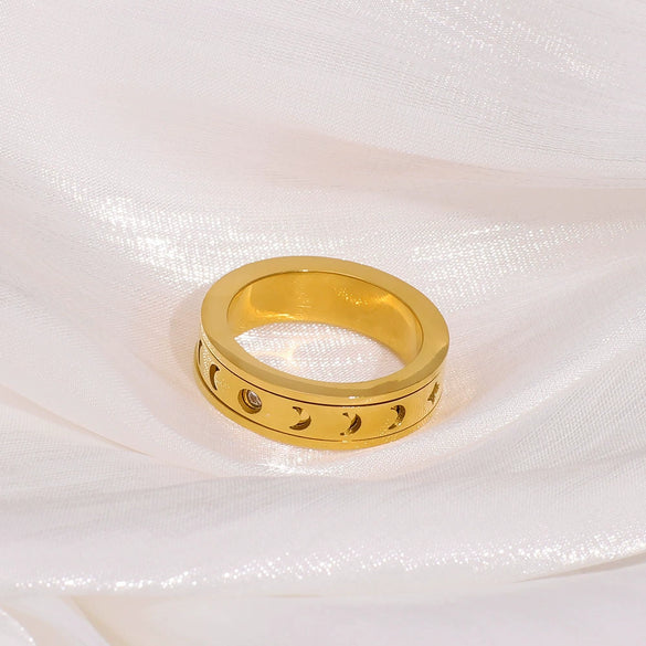 Wholesale Swirable Threedimensional Design Light Luxury Stainless Steel Geometric Ring For Women With 18K Real Gold Electroplating