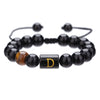 Wholesale Synthetic Stone Black Onyx Beads Geometric Woven Adjustable Electroplated Unisex Bracelet