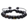 Wholesale Synthetic Stone Black Onyx Beads Geometric Woven Adjustable Electroplated Unisex Bracelet