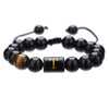 Wholesale Synthetic Stone Black Onyx Beads Geometric Woven Adjustable Electroplated Unisex Bracelet