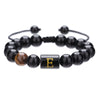 Wholesale Synthetic Stone Black Onyx Beads Geometric Woven Adjustable Electroplated Unisex Bracelet