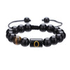 Wholesale Synthetic Stone Black Onyx Beads Geometric Woven Adjustable Electroplated Unisex Bracelet