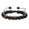 Wholesale Synthetic Stone Black Onyx Beads Geometric Woven Adjustable Electroplated Unisex Bracelet