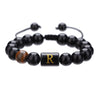 Wholesale Synthetic Stone Black Onyx Beads Geometric Woven Adjustable Electroplated Unisex Bracelet