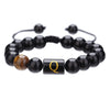 Wholesale Synthetic Stone Black Onyx Beads Geometric Woven Adjustable Electroplated Unisex Bracelet