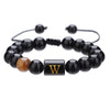 Wholesale Synthetic Stone Black Onyx Beads Geometric Woven Adjustable Electroplated Unisex Bracelet