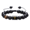 Wholesale Synthetic Stone Black Onyx Beads Geometric Woven Adjustable Electroplated Unisex Bracelet