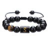 Wholesale Synthetic Stone Black Onyx Beads Geometric Woven Adjustable Electroplated Unisex Bracelet