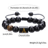 Wholesale Synthetic Stone Black Onyx Beads Geometric Woven Adjustable Electroplated Unisex Bracelet