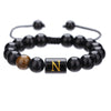 Wholesale Synthetic Stone Black Onyx Beads Geometric Woven Adjustable Electroplated Unisex Bracelet