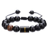 Wholesale Synthetic Stone Black Onyx Beads Geometric Woven Adjustable Electroplated Unisex Bracelet