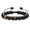 Wholesale Synthetic Stone Black Onyx Beads Geometric Woven Adjustable Electroplated Unisex Bracelet